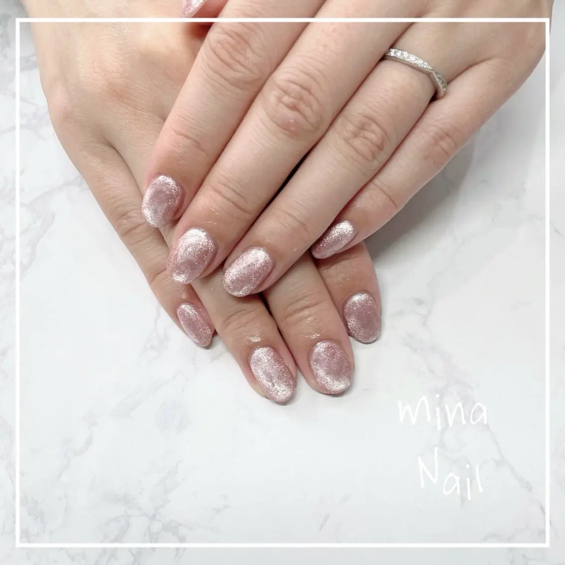 ネイル マグネットネイル ワンカラーネイル ピンク mina Nailのネイルデザイン