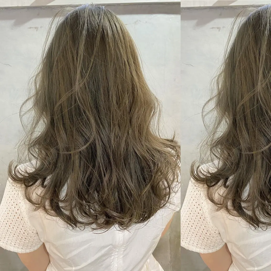 セミロング カラー グレージュ オリーブグレージュ オリーブグレー カット ヘアカラー ツキノキ ミナのヘアスタイル