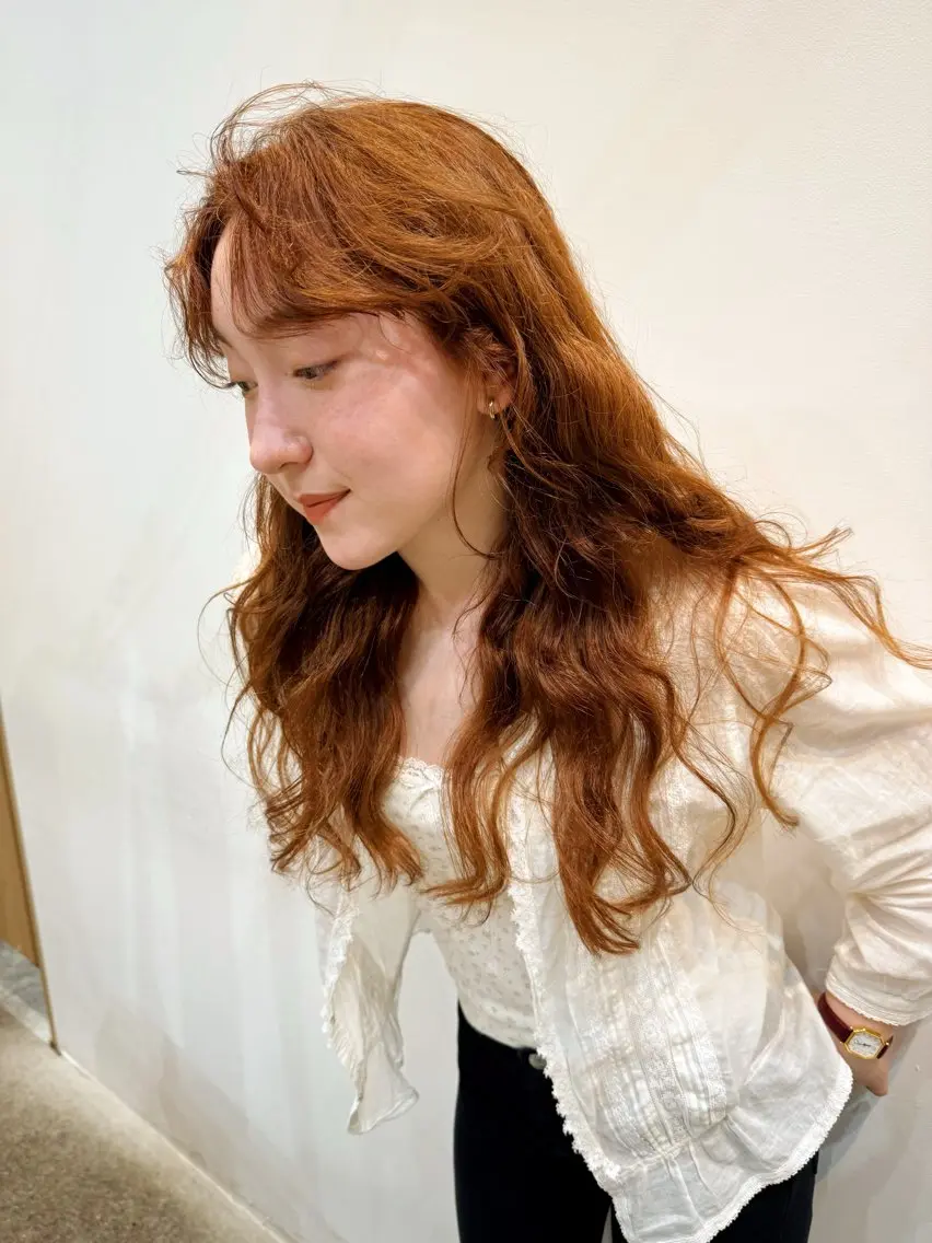 ロング カラー ベージュカラー オレンジ オレンジベージュ ❤️アヤカ レイヤーカット❤️のヘアスタイル