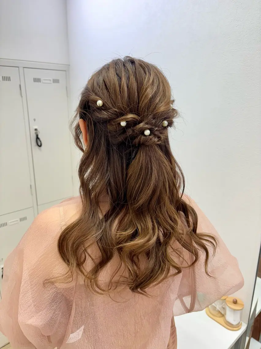 ロング ヘアアレンジ ハーフアップ ロング ヘアセット 西山梨々【5/1〜 復帰致します🌼】のヘアスタイル