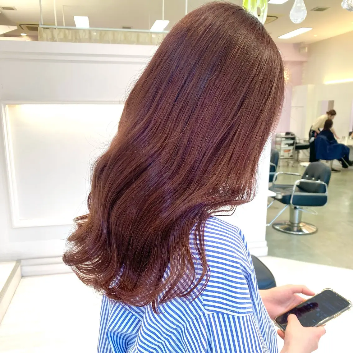 セミロング カラー ブラウンカラー ダブルカラー ピンクカラー ピンクブラウン ParveMix いしいまお🌼のヘアスタイル