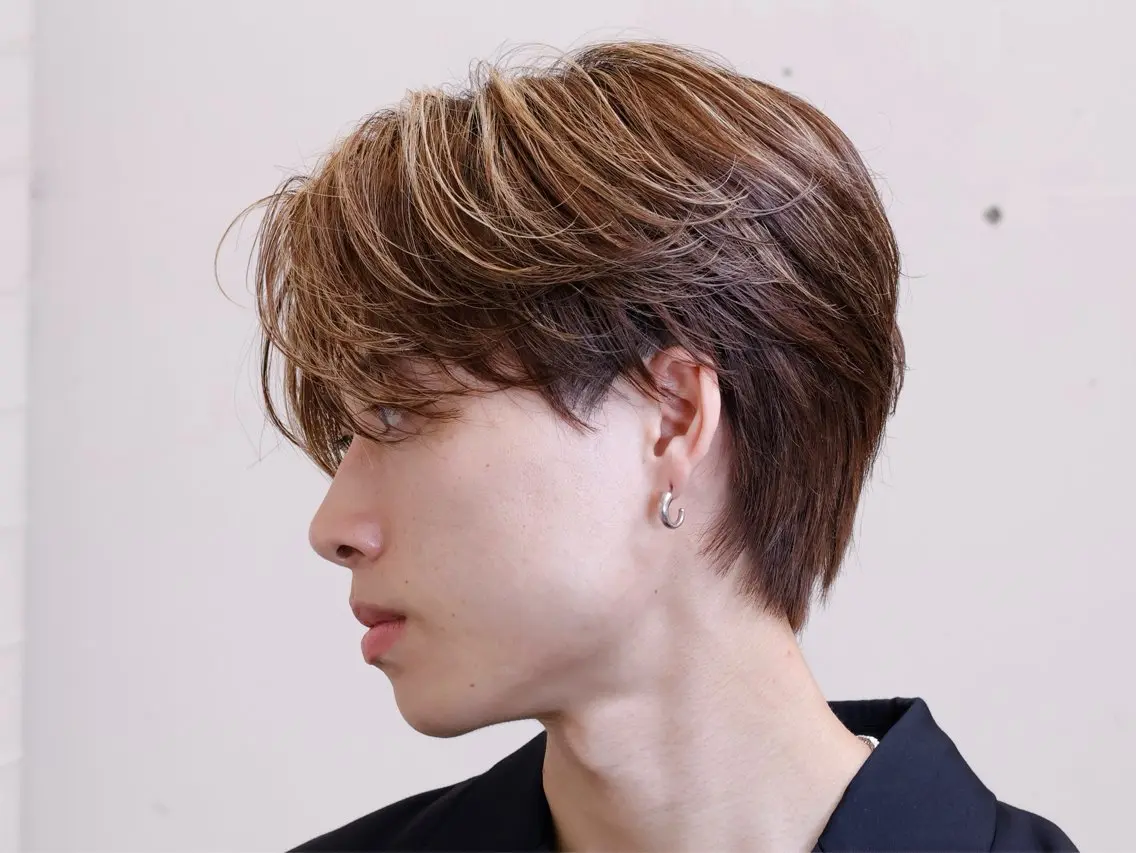 メンズ センターパート メンズハイライト ヘアカラー 中嶋千挙人 メンズ特化のヘアスタイル