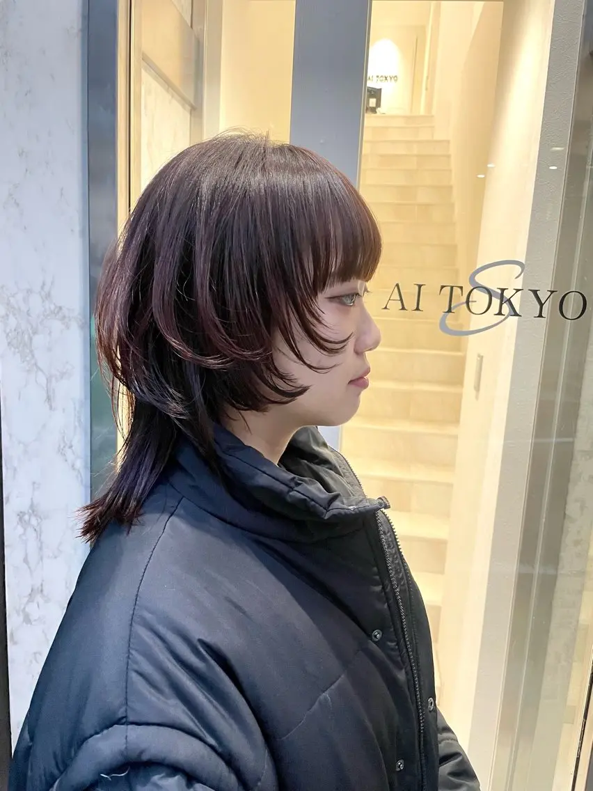 ミディアム カット ヘアカラー トリートメント ウルフカット/ボブ りなのヘアスタイル