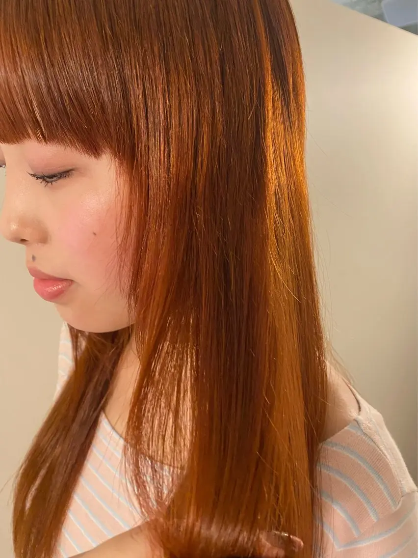 ロング カラー オレンジ shuri/暖色カラ ー暗髪カラー/矢場町のヘアスタイル