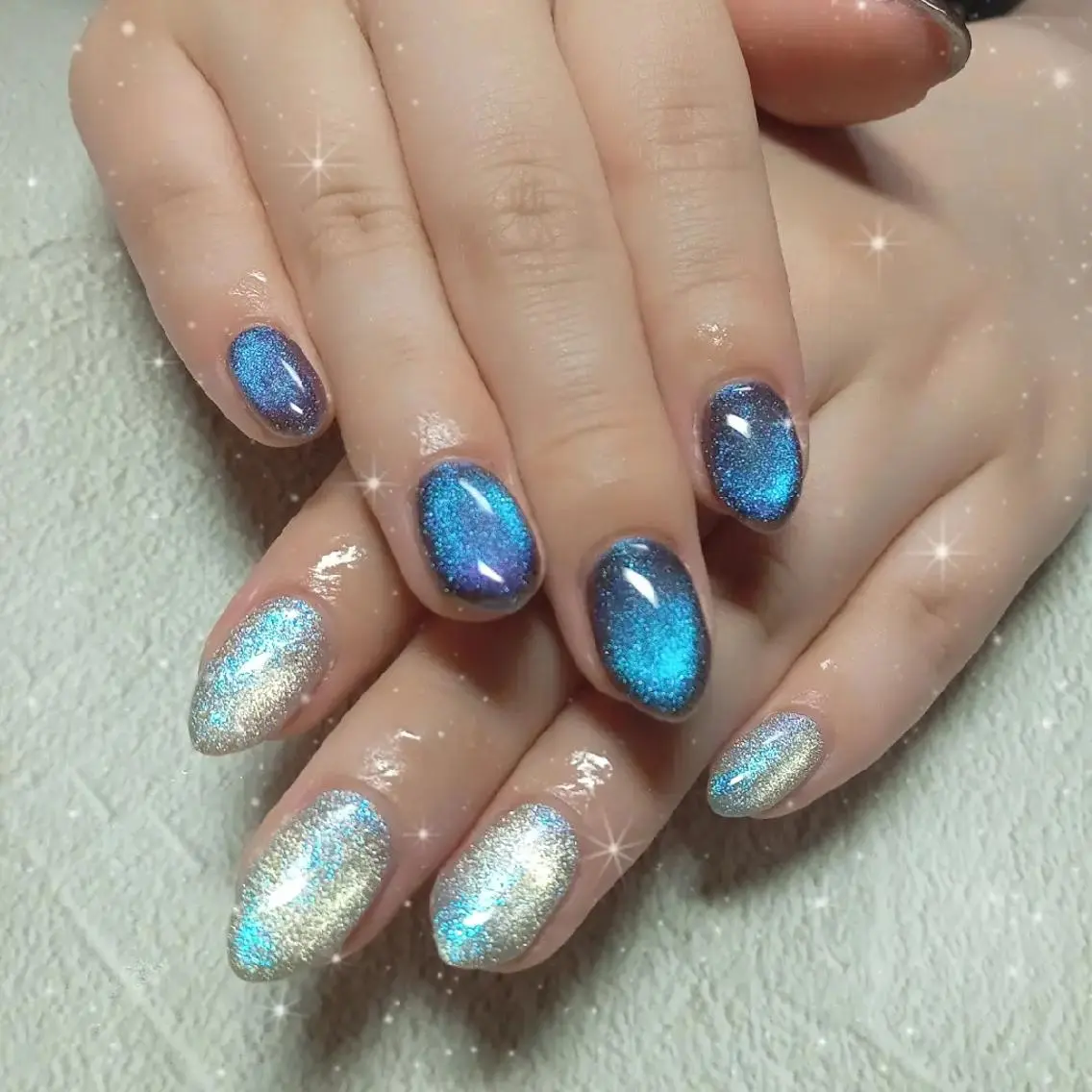 ネイル キラキラネイル マグネットネイル ビー玉ネイル オフィスネイル シンプルネイル ハンドネイル flure de neige yukiのネイルデザイン
