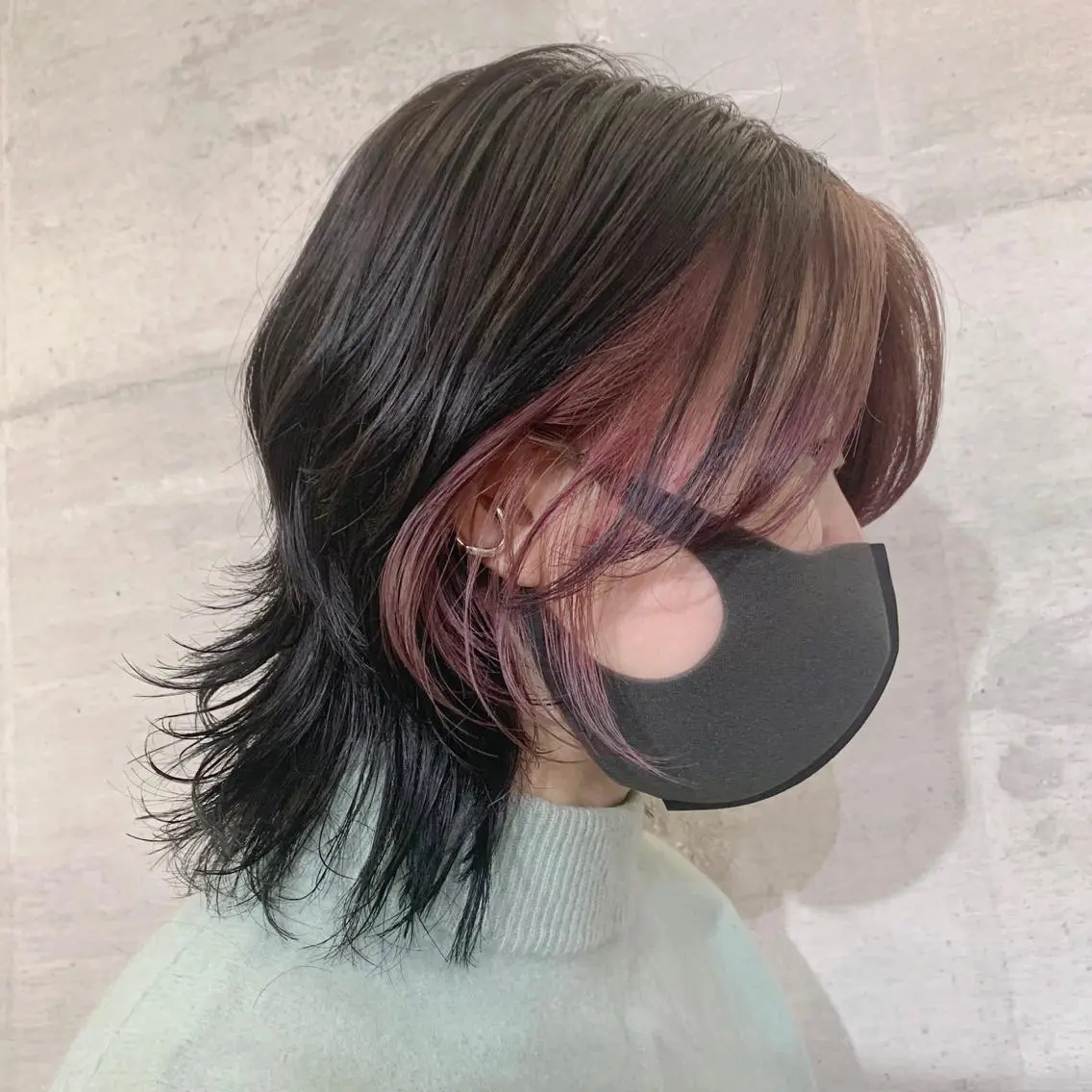 ミディアム カラー ミストバング フェイスフレーミング カット ヘアカラー トリートメント レイヤー / メンズ 🇰🇷 細江 美紅のヘアスタイル