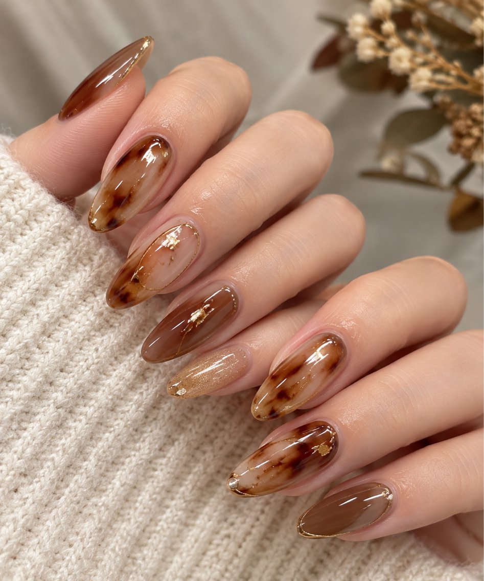 ネイル ブルー ブラウン ドット 長さ出し フットネイル ハンドネイル 🎀🎀YooLi Nail Salonのネイルデザイン