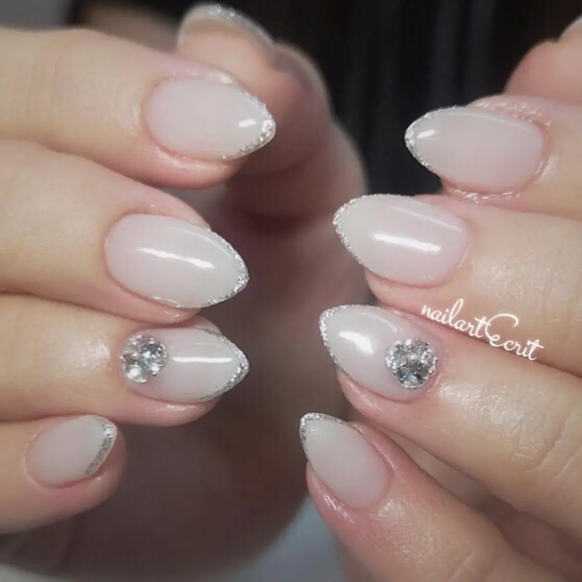 ネイル シンプルネイル ストーンネイル nailart ecritのネイルデザイン