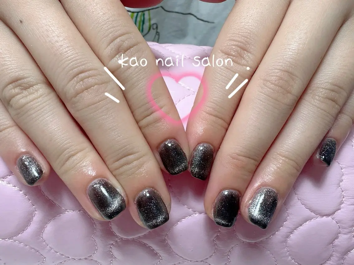 ネイル チークネイル 長さ出し フレンチネイル ジェルネイル ガラスフレンチ kao nail マグネット/長さだしのネイルデザイン