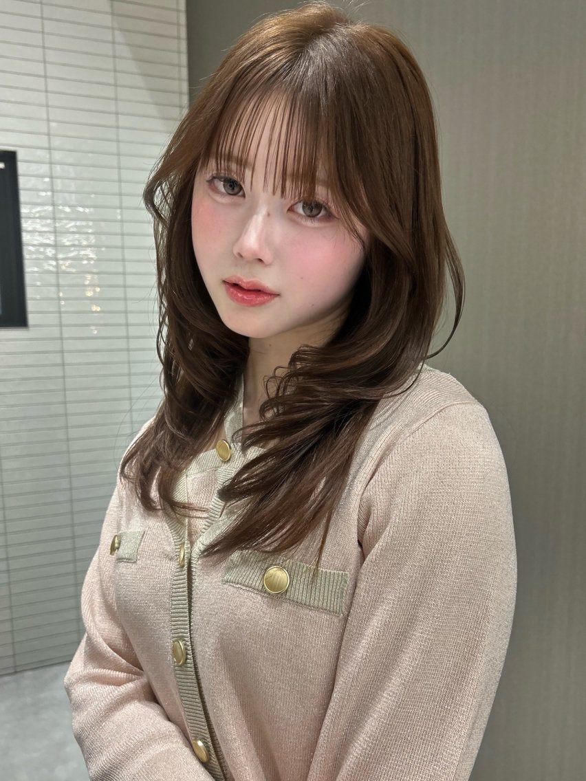 ミディアム カラー ブラウンカラー チョコレートブラウン 透明感カラー レイヤーカット 小顔カット 福岡/艶カラー/ レイヤーカット/夏也のヘアスタイル