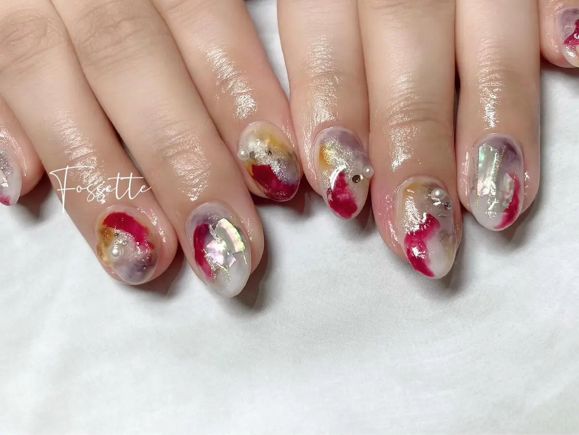 ネイル マグネットネイル ニュアンスネイル ハンドネイル nailsalon Fossetteのネイルデザイン