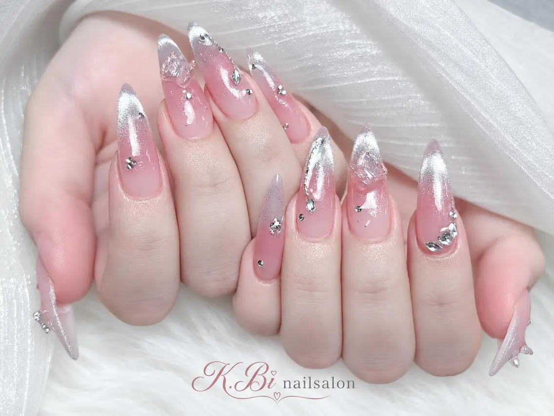 ネイル 成人式 フットネイル ジェルネイル マグネットネイル 大理石ネイル(マーブル) ハンドネイル K.bi_nail ネイル長さ出し専門店のネイルデザイン