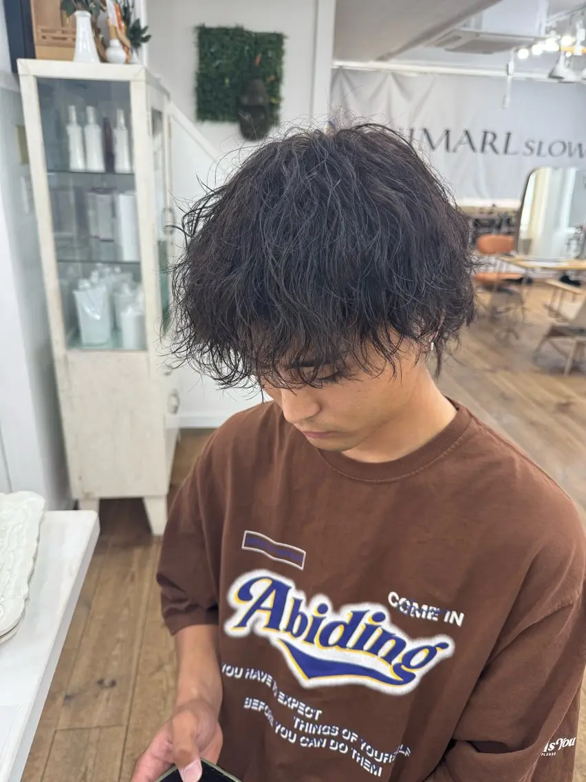 ショート パーマ メンズ メンズパーマ 波巻きパーマ スパイラルパーマ メンズ特化サロン ユウヘイのヘアスタイル