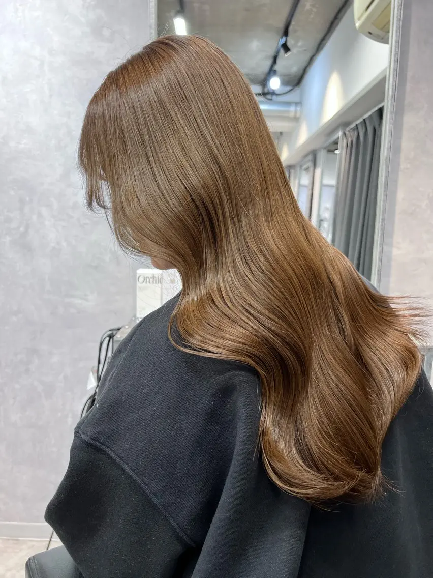 ロング カラー 黒髪 ブリーチ 透明感カラー 顔周りカット レイヤーカット 透明感/レイヤー 🇰🇷tomonaのヘアスタイル