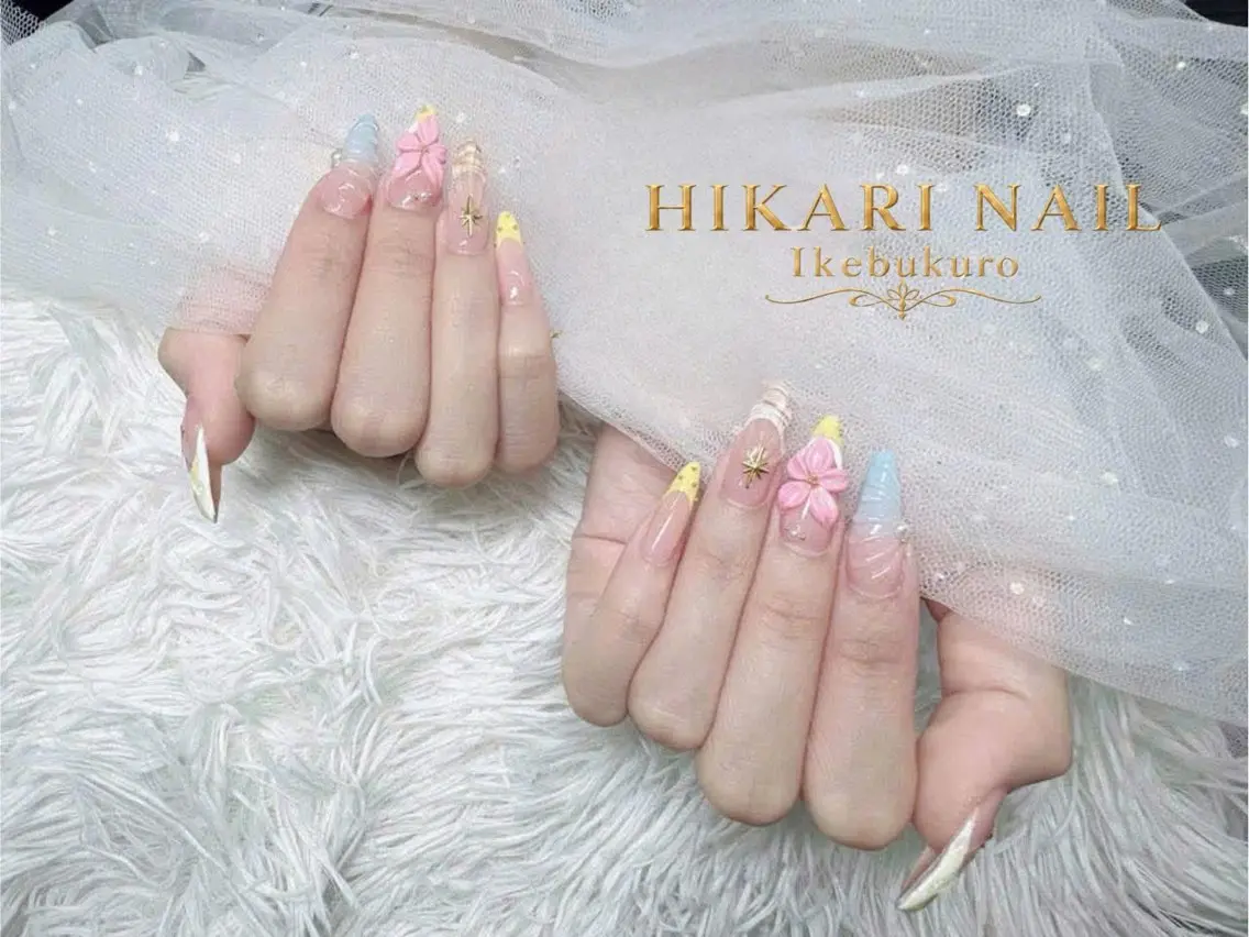 ネイル チークネイル 長さ出し フレンチネイル ガーリー ハロウィン ハンドネイル HikariNail Ikebukuroのネイルデザイン
