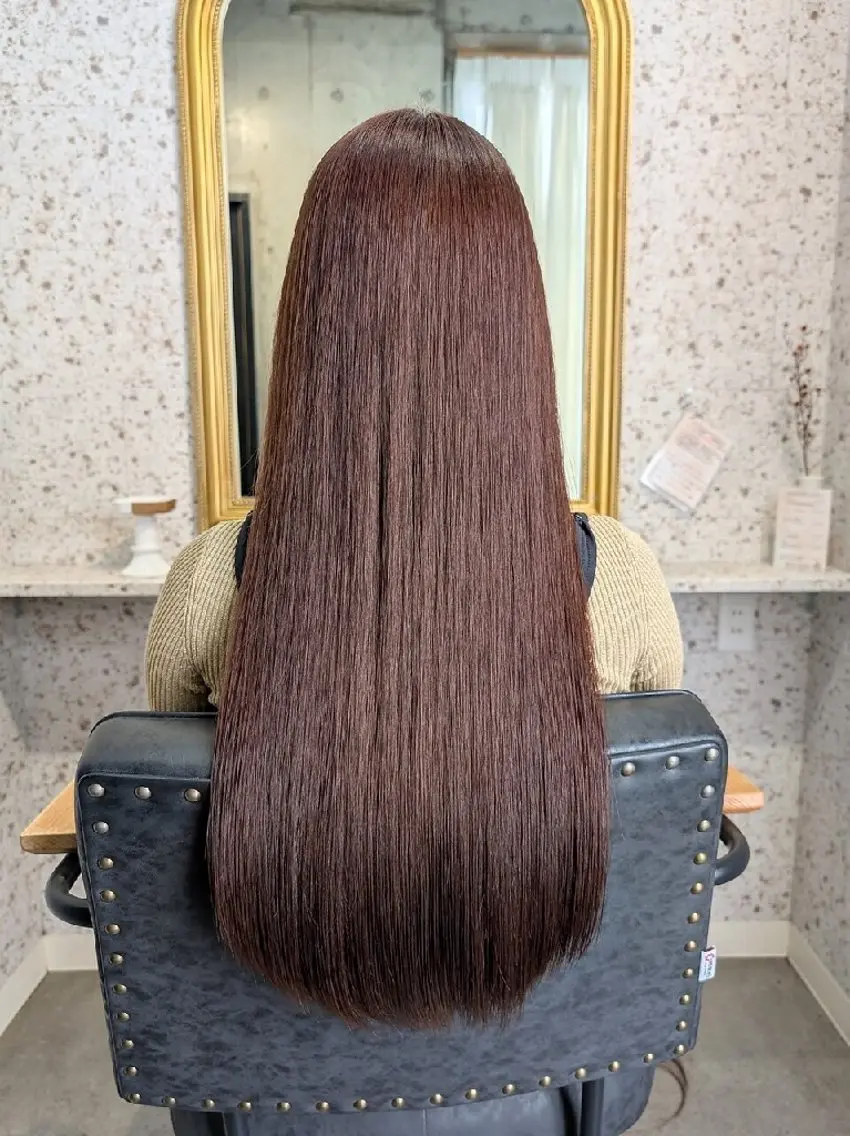 ロング パーマ カラー ブリーチ ダブルカラー グレージュ インナーカラー ブリーチなしカラー 縮毛矯正 トリートメント mood 髪質改善 ダブルカラーのヘアスタイル