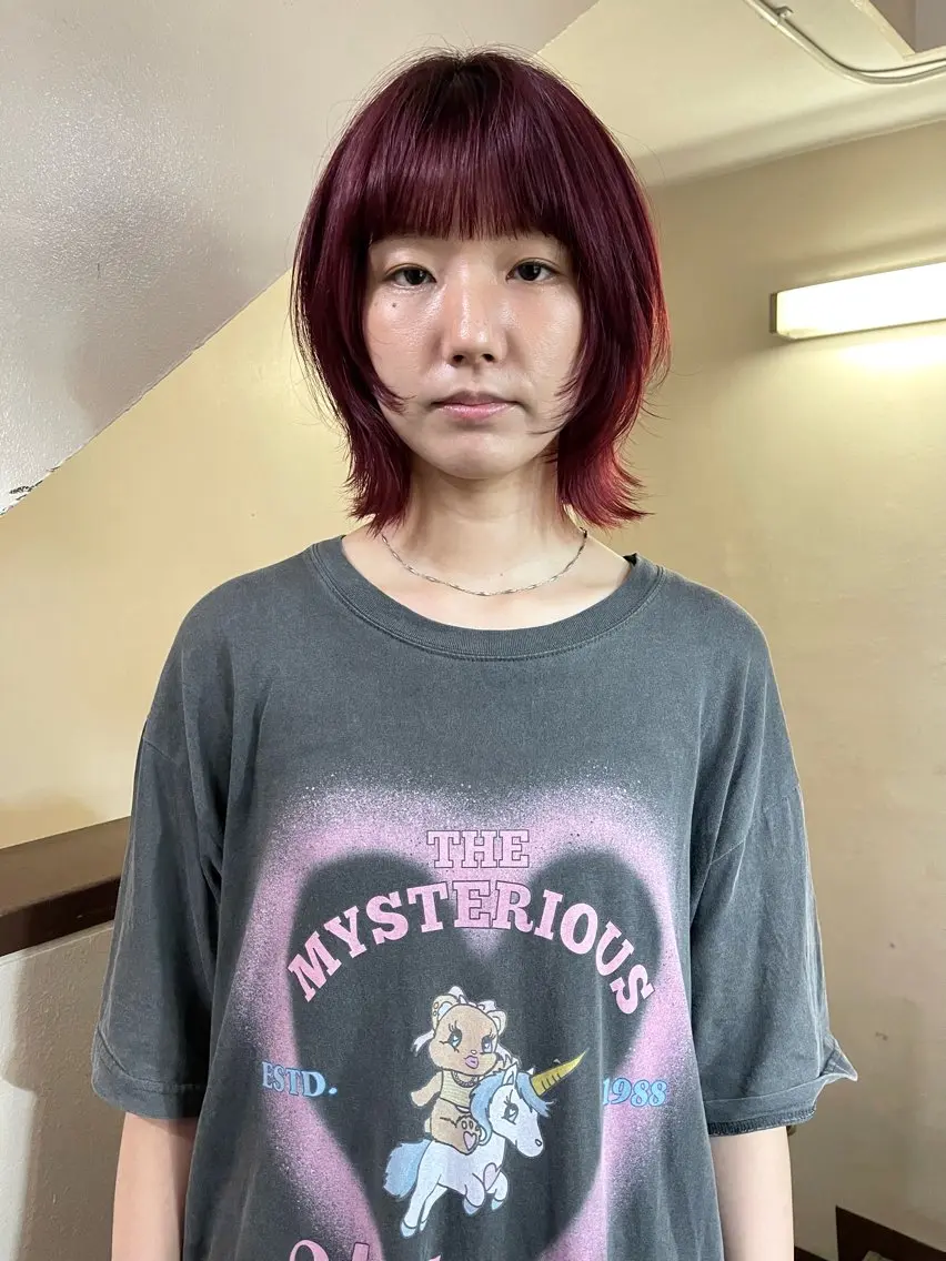 ミディアム カラー ボブ レイヤーカット ウルフカット カット ヘアカラー トリートメント ヘアセット 安部佑哉/ハイトーン /グランジ/レイヤーのヘアスタイル