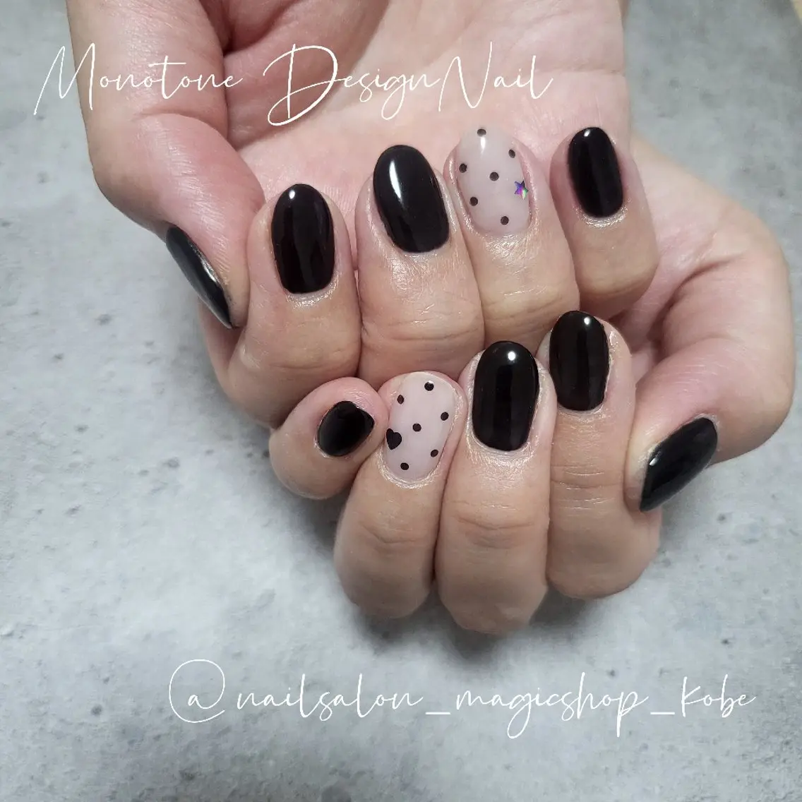ネイル アートネイル ドット ジェルネイル ハート ワンカラーネイル ハンドネイル Nailsalon MagicShopのネイルデザイン