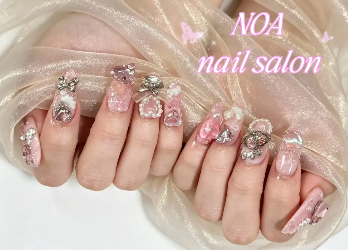 ロング 韓国風ヘア ハンドネイル Noa Nail みつきのネイルデザイン