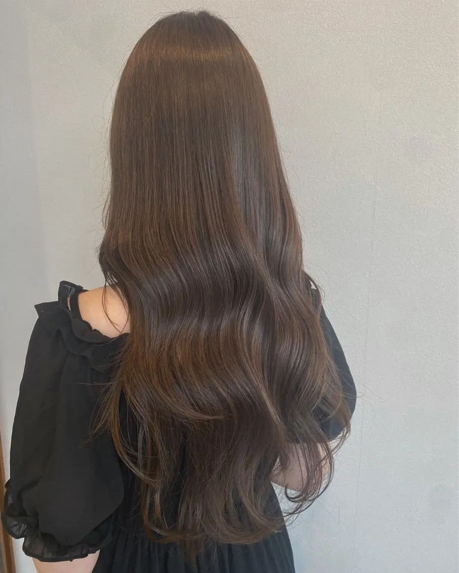 ロング パーマ ヘアアレンジ メンズ カット ヘアカラー トリートメント 透明感カラー／ 新潟万代/池野里衣のヘアスタイル