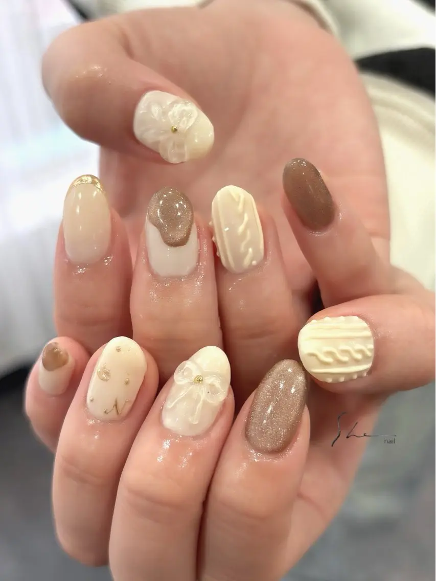 ネイル 冬ネイル ハンドネイル SHE adusaのネイルデザイン