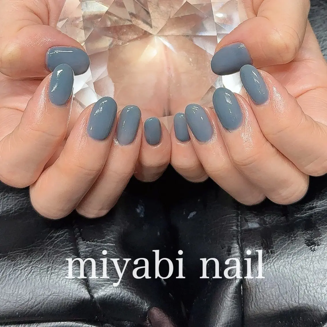 ネイル ブルー ジェルネイル 持ち込み ワンカラーネイル シンプルネイル ハンドネイル miyabi nail 桂川駅近くのネイルデザイン