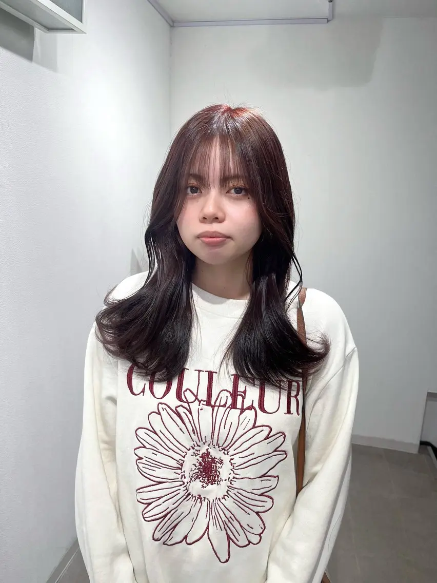 セミロング カラー ブリーチ ブラウンカラー ブリーチなしカラー ピンクカラー ピンクブラウン ヘアカラー トリートメント 韓国ヘア🇰🇷 RYOTAのヘアスタイル