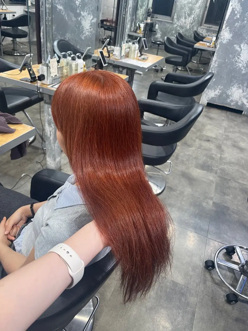 ロング カラー ブラウンカラー オレンジ オレンジブラウン ヘアカラー トリートメント 🤍MAYUKA🤍 レイヤー/ブラウンのヘアスタイル