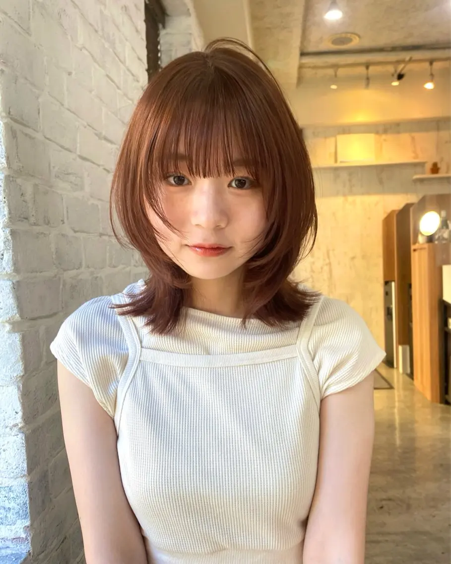 ミディアム カラー レイヤーカット カット ヘアカラー トリートメント shiori/暖色/ レイヤー/似合わせのヘアスタイル