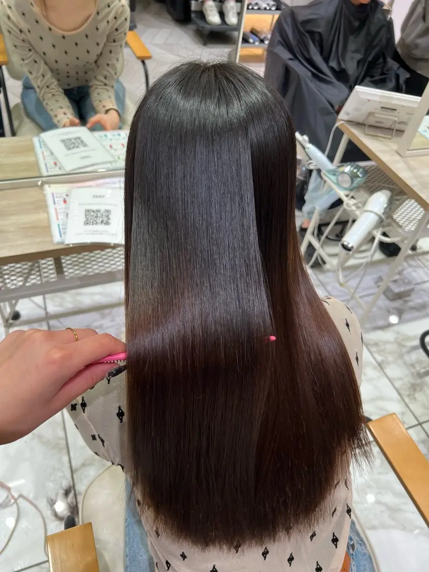 ロング 酸性ストレート カット 縮毛矯正 酸性ストレート人気 No,1/カスミ🩰のヘアスタイル