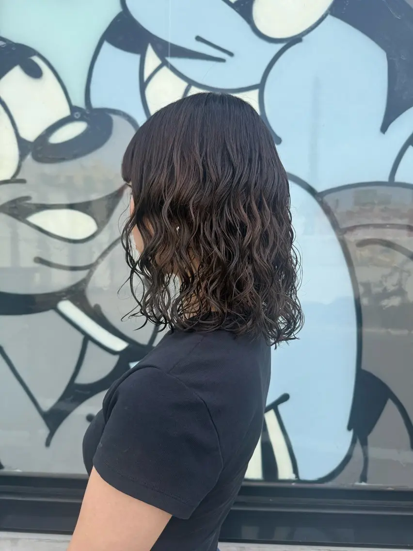 ミディアム ミディアムパーマ カット ヘアカラー パーマ トリートメント 🌿朝5分でお洒落 パーマスタイル🌿のヘアスタイル