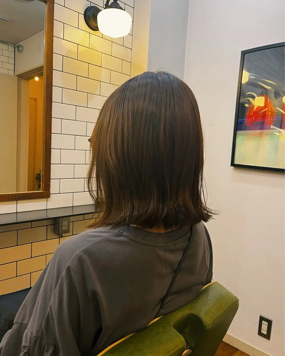 ミディアム カラー ボブ 顔周りカット 似合わせカット 外ハネヘア ショート、ボブ💚 レイヤー/井上翔のヘアスタイル