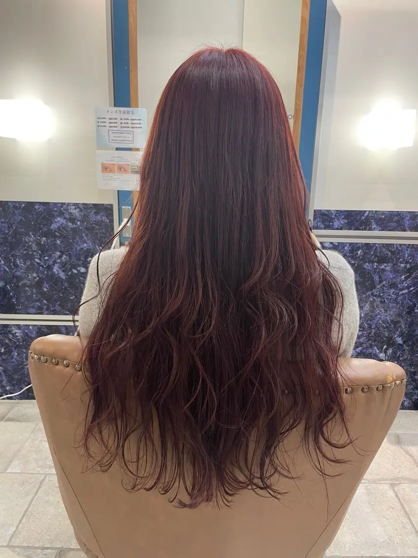 ロング カラー ブリーチ ブリーチなしカラー ヘアカラー トリートメント 🍒透明感カラー/ 艶カラー/さくら🍒のヘアスタイル