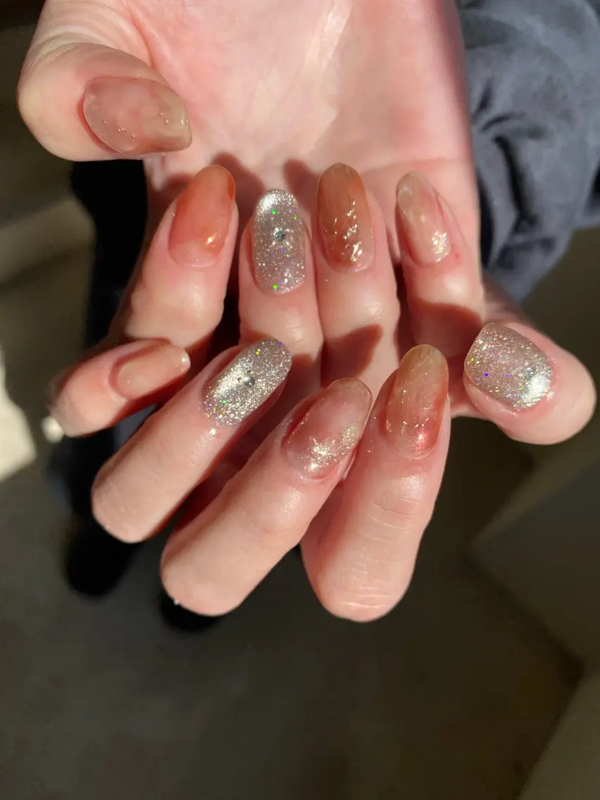 ネイル ジェルネイル マグネットネイル 持ち込み ニュアンスネイル ワンカラーネイル ハンドネイル 草加ニュアンスネイル 🌚hersのネイルデザイン