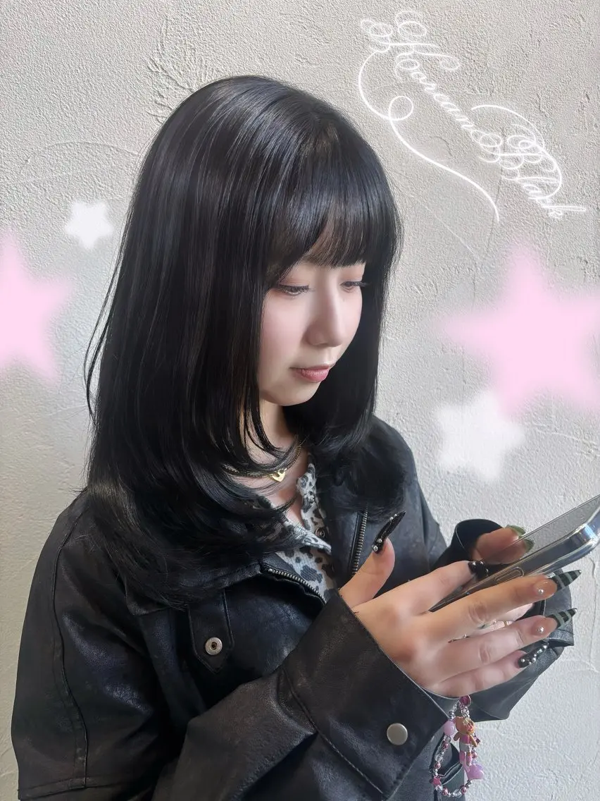 ミディアム カラー カット ヘアカラー トリートメント 中嶋心渚⌇透明感 カラー️🩵🎀‪のヘアスタイル