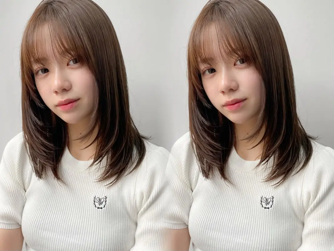 ミディアム カラー レイヤーカット カット ヘアカラー トリートメント レイヤー×髪質改善✨ 渋谷/佐藤侑哉のヘアスタイル