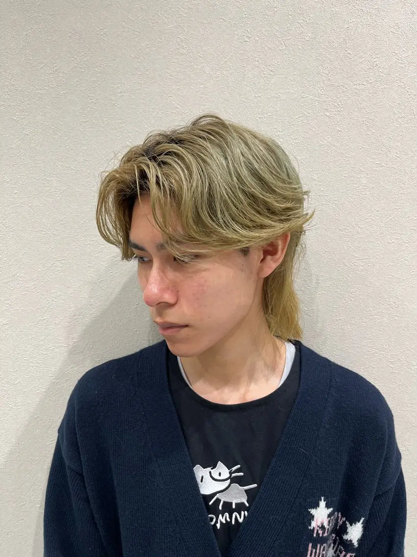 メンズ センターパート メンズウルフカット ウルフカット Ken 曲がる縮毛矯正/韓国のヘアスタイル