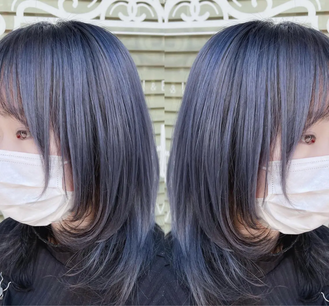 セミロング カラー ヘアカラー 馬場智哉 白髪ぼかしハイライトのヘアスタイル