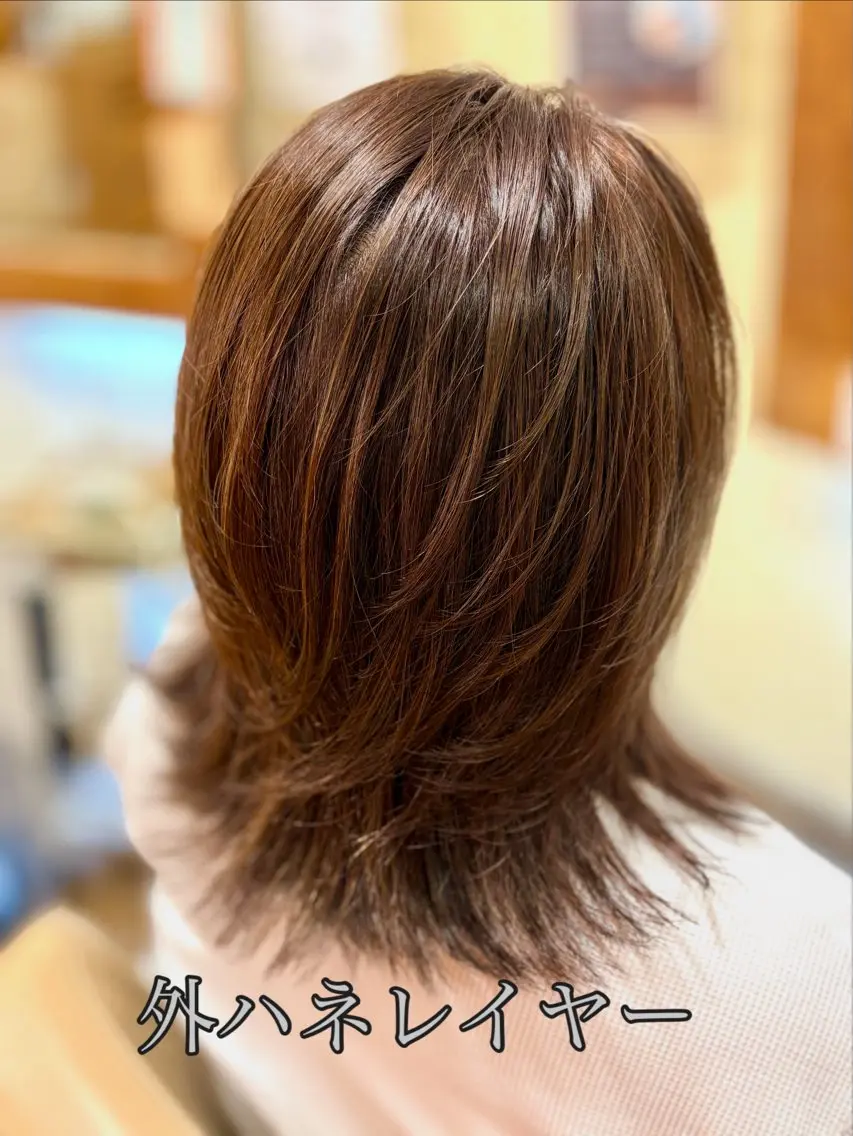 ミディアム カット ヘアカラー 柘植 雅大のヘアスタイル