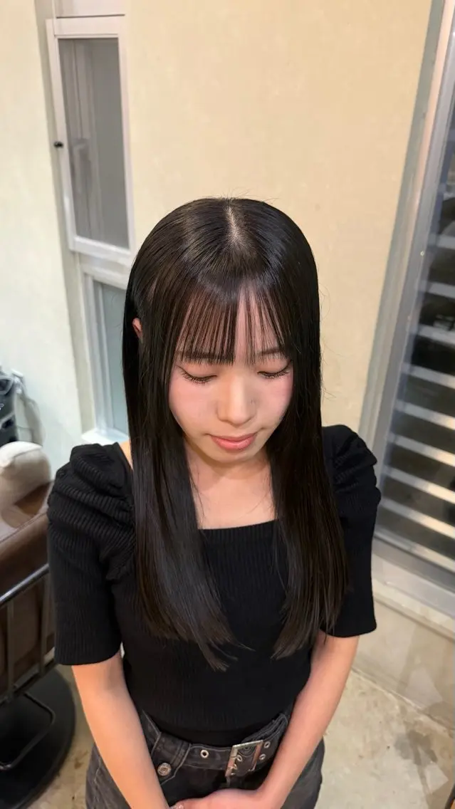 ロング カラー アッシュ ネイビーカラー オレンジ ヘアカラー ruup  Aru みさきのヘアスタイル