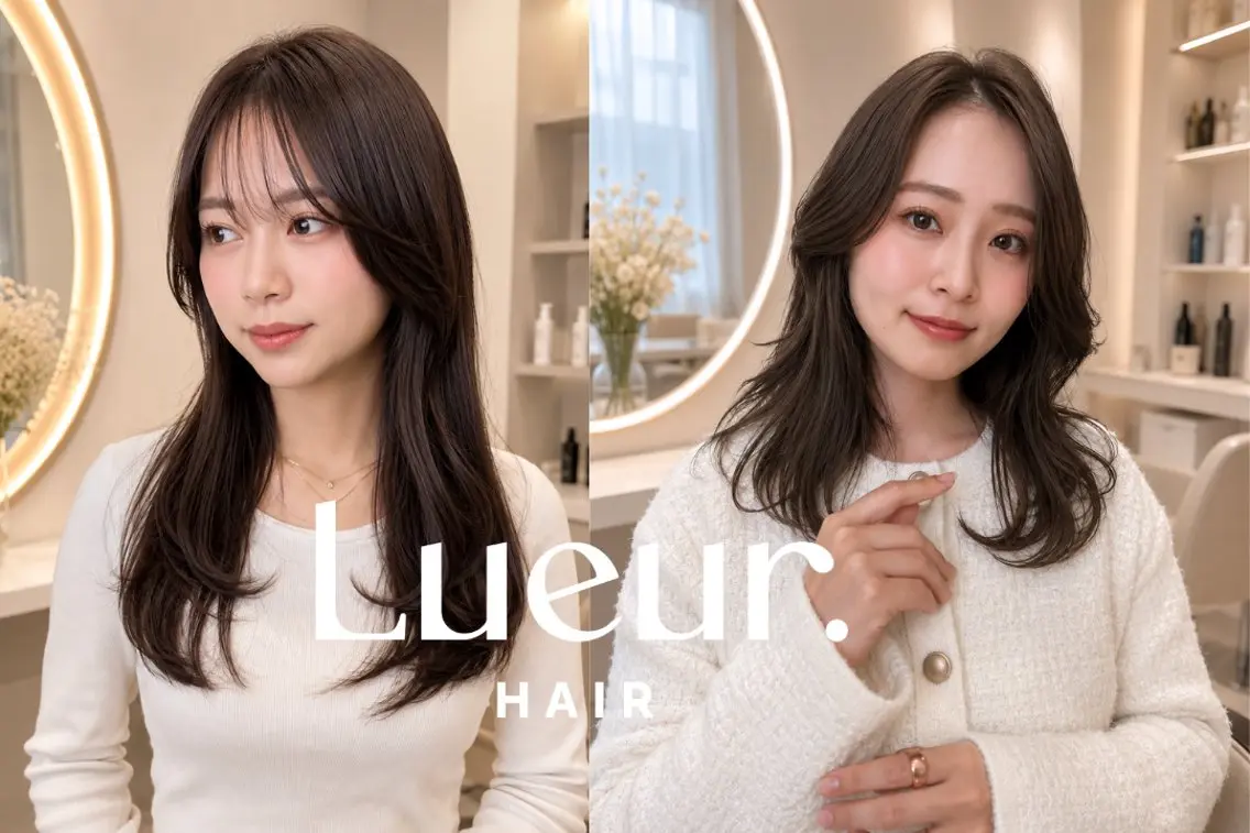 ロング ハッシュカット 韓国風ヘア レイヤーカット Lueur. ／レイヤーカットのヘアスタイル