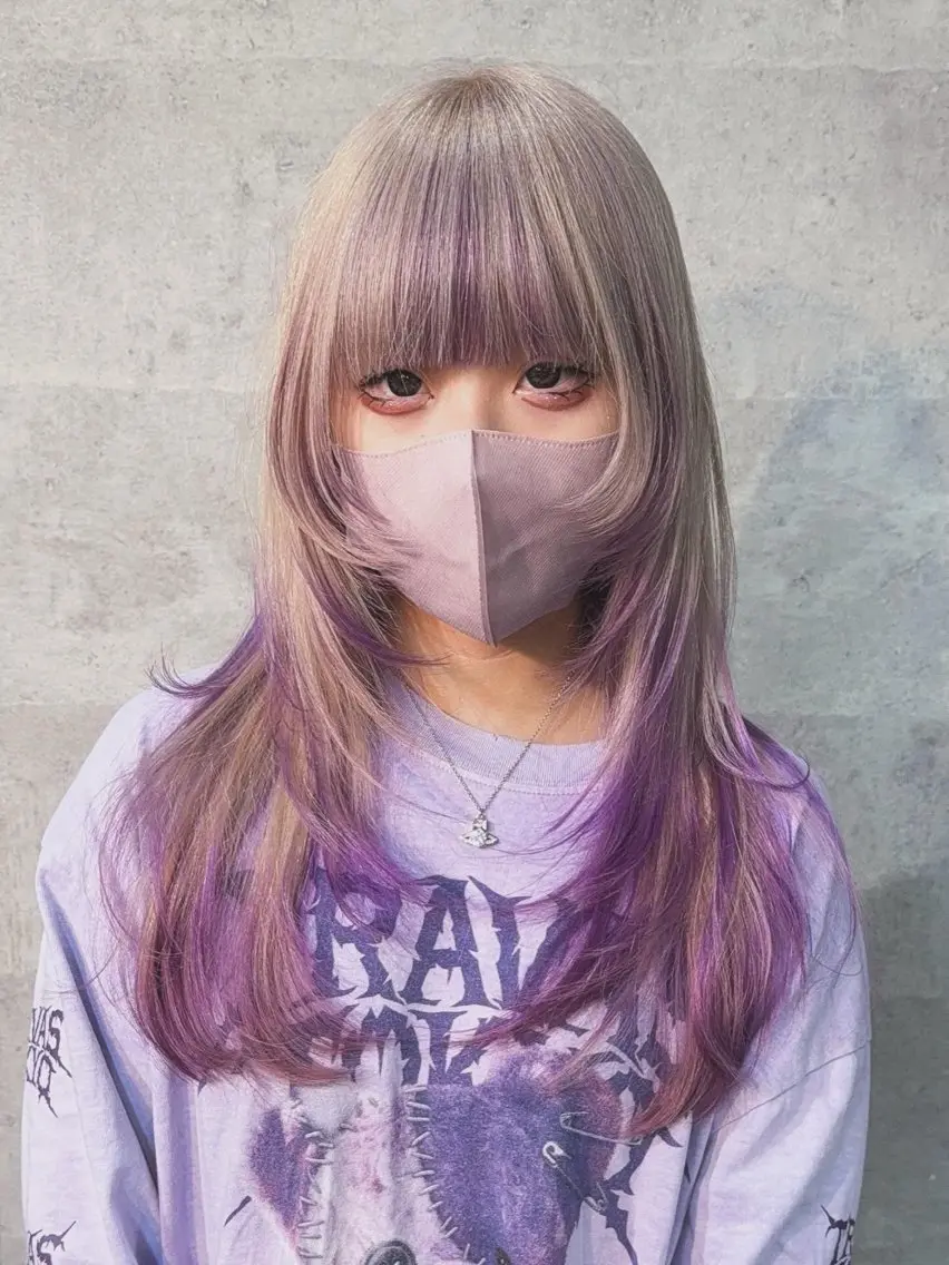 ミディアム カラー エクステ×ブリーチ× 推しカラー🌟Kのヘアスタイル