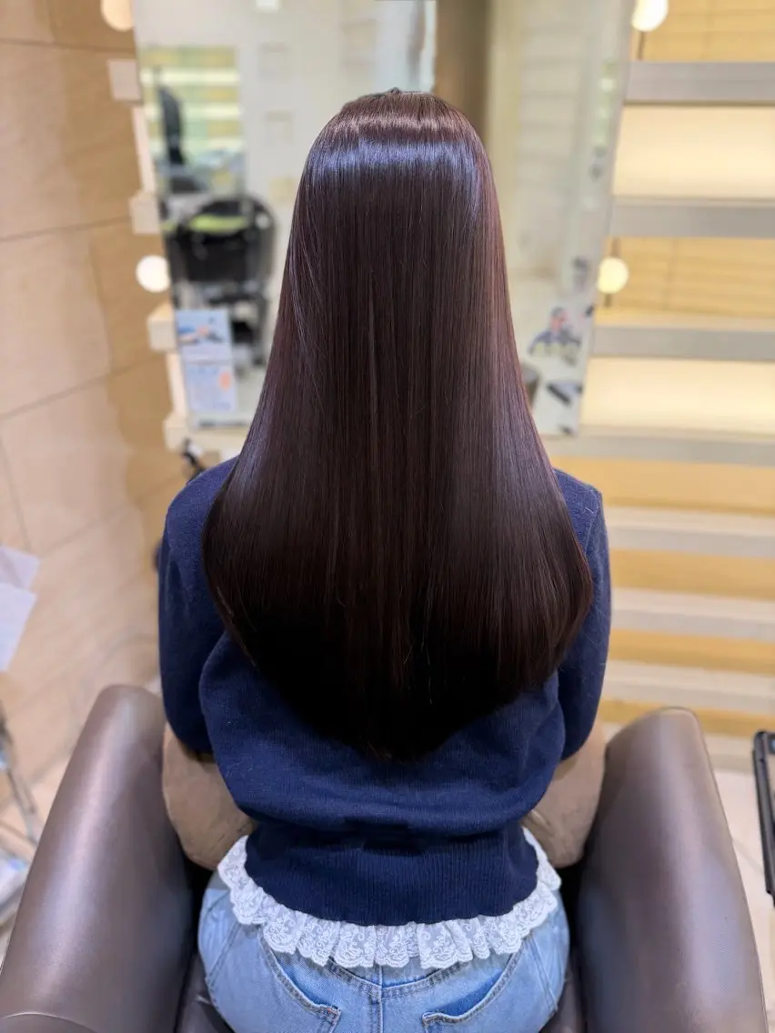 セミロング カラー 縮毛矯正 トリートメント 🐈‍⬛韓国風艶髪× 透明感カラー/まりのヘアスタイル