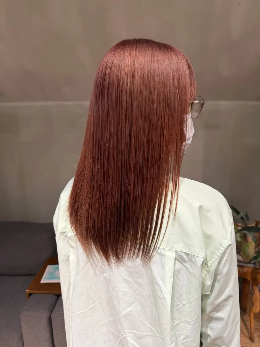 カラー オレンジ ピンクカラー mei🪽 カラー/パーマモデルのヘアスタイル