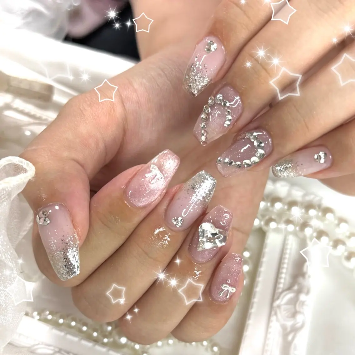 ネイル ハート キラキラネイル マグネットネイル ハンドネイル ひい T'mnailのネイルデザイン