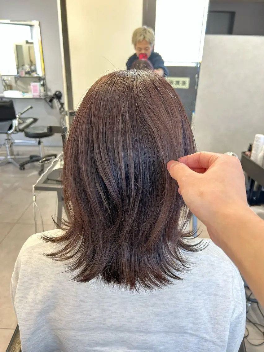 ミディアム カラー ミディアムレイヤー レイヤーカット カット ヘアカラー 池袋/小顔レイヤー/ 顔まわり/taigaのヘアスタイル