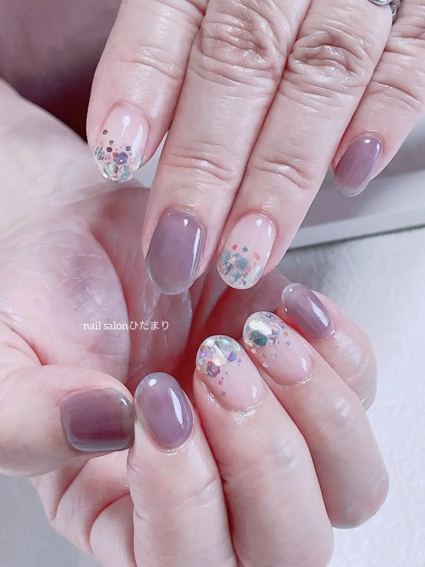 ネイル オーロラネイル ホログラムネイル ハンドネイル NailSalon ひだまりのネイルデザイン