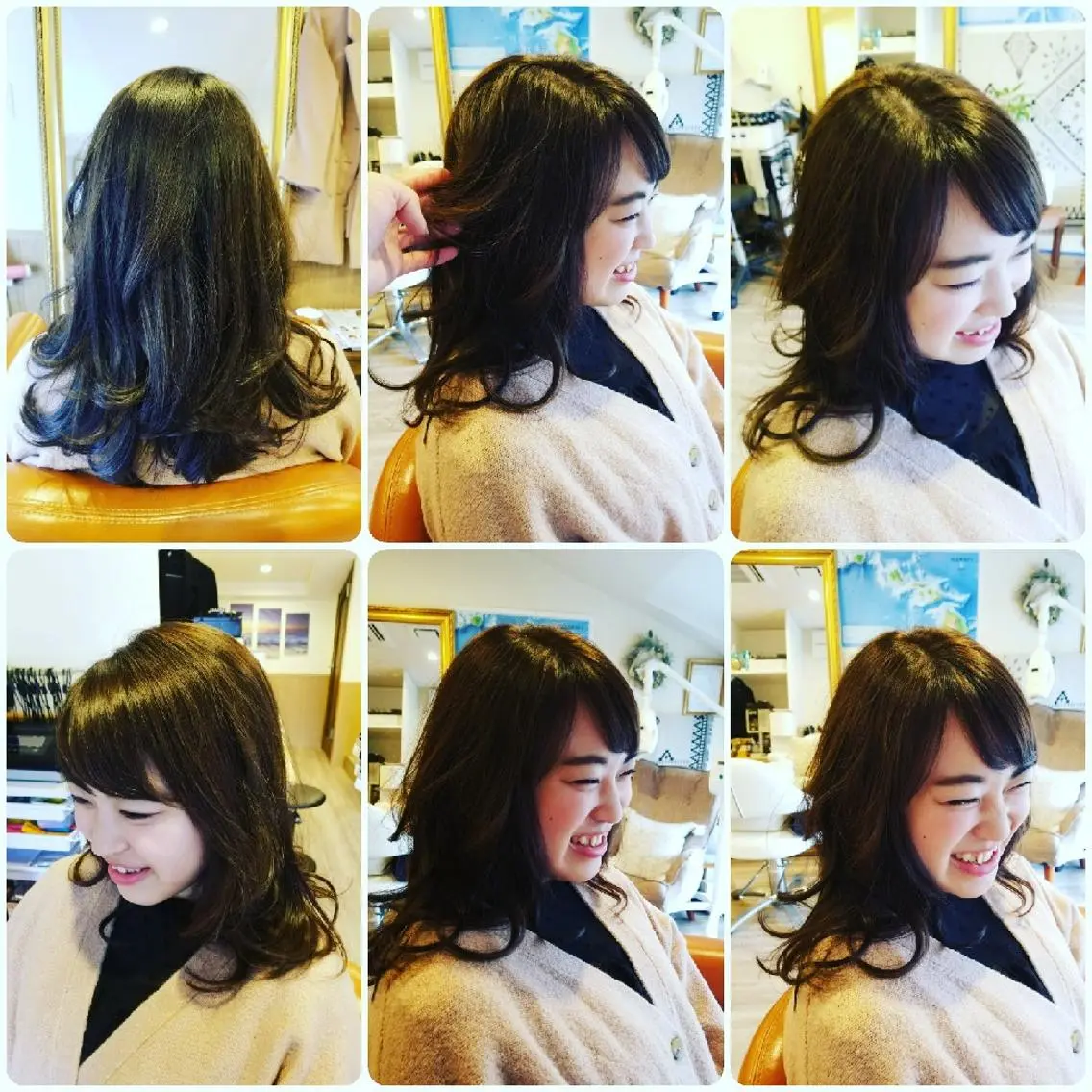 セミロング カラー アディクシーカラー アッシュ ブルーカラー ブルーアッシュ ブラウンカラー spa hair ark 富井直美のヘアスタイル