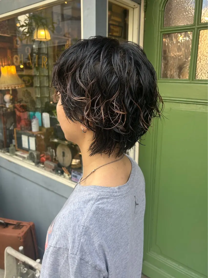 ショート パーマ カット パーマ トリートメント 清水千優/パーマ/ メンズパーマのヘアスタイル