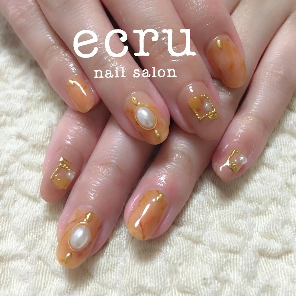 ネイル アートネイル べっ甲ネイル ジェルネイル ecru nail 長谷川まきのネイルデザイン